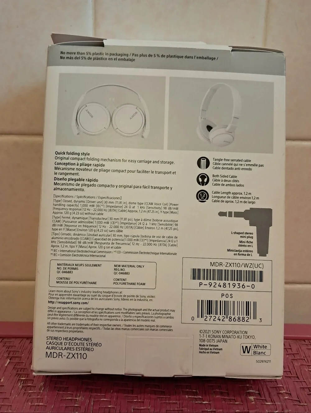 Sony White Wired Headphones